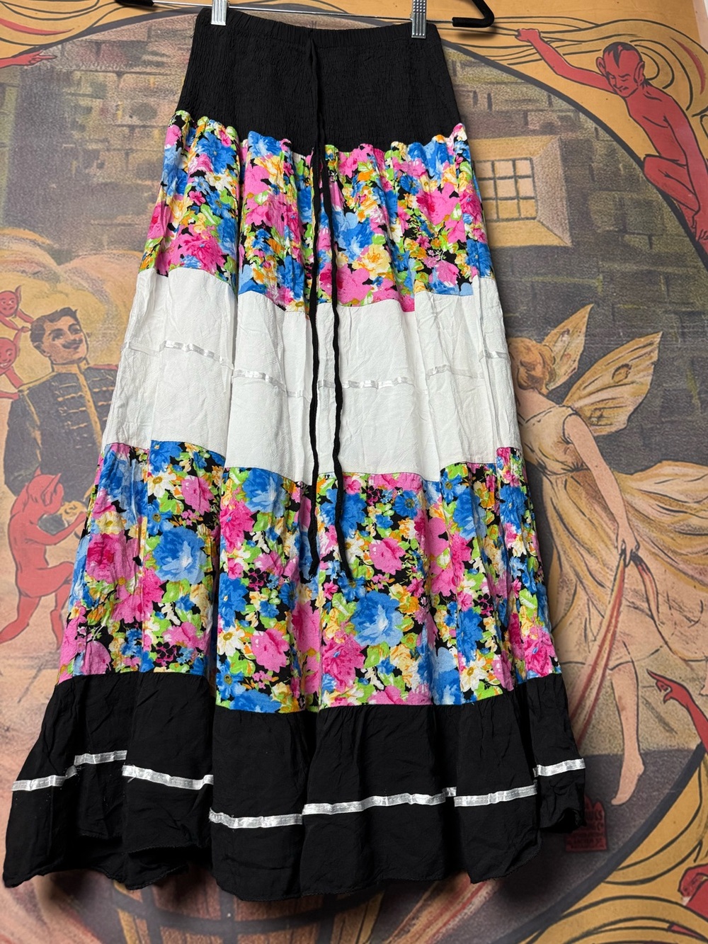 Bohemian Floral Tiered Maxi Skirt